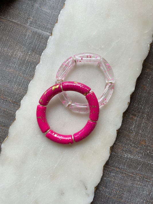 Chunky pink bracelets