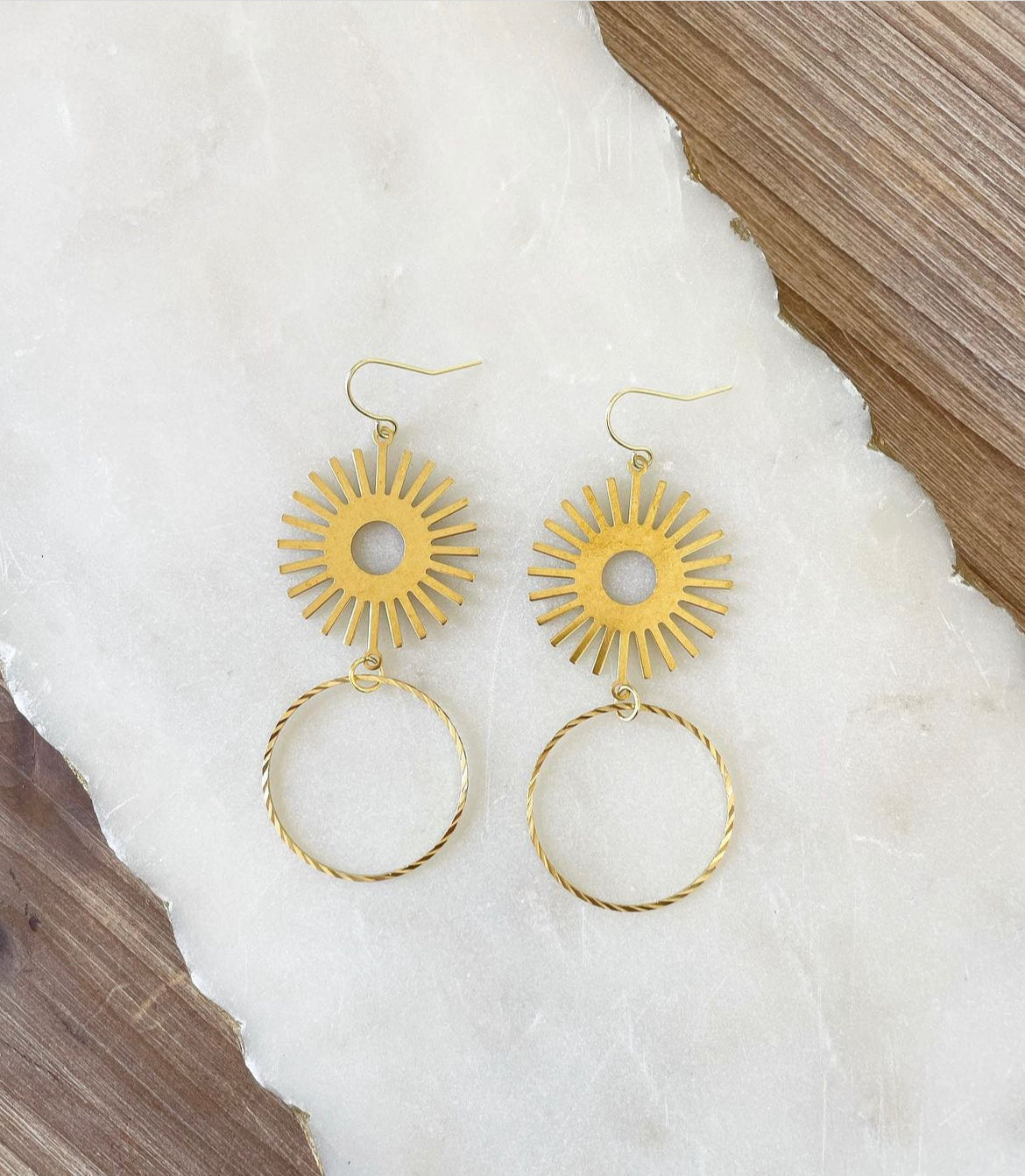 Starburst brass earrings