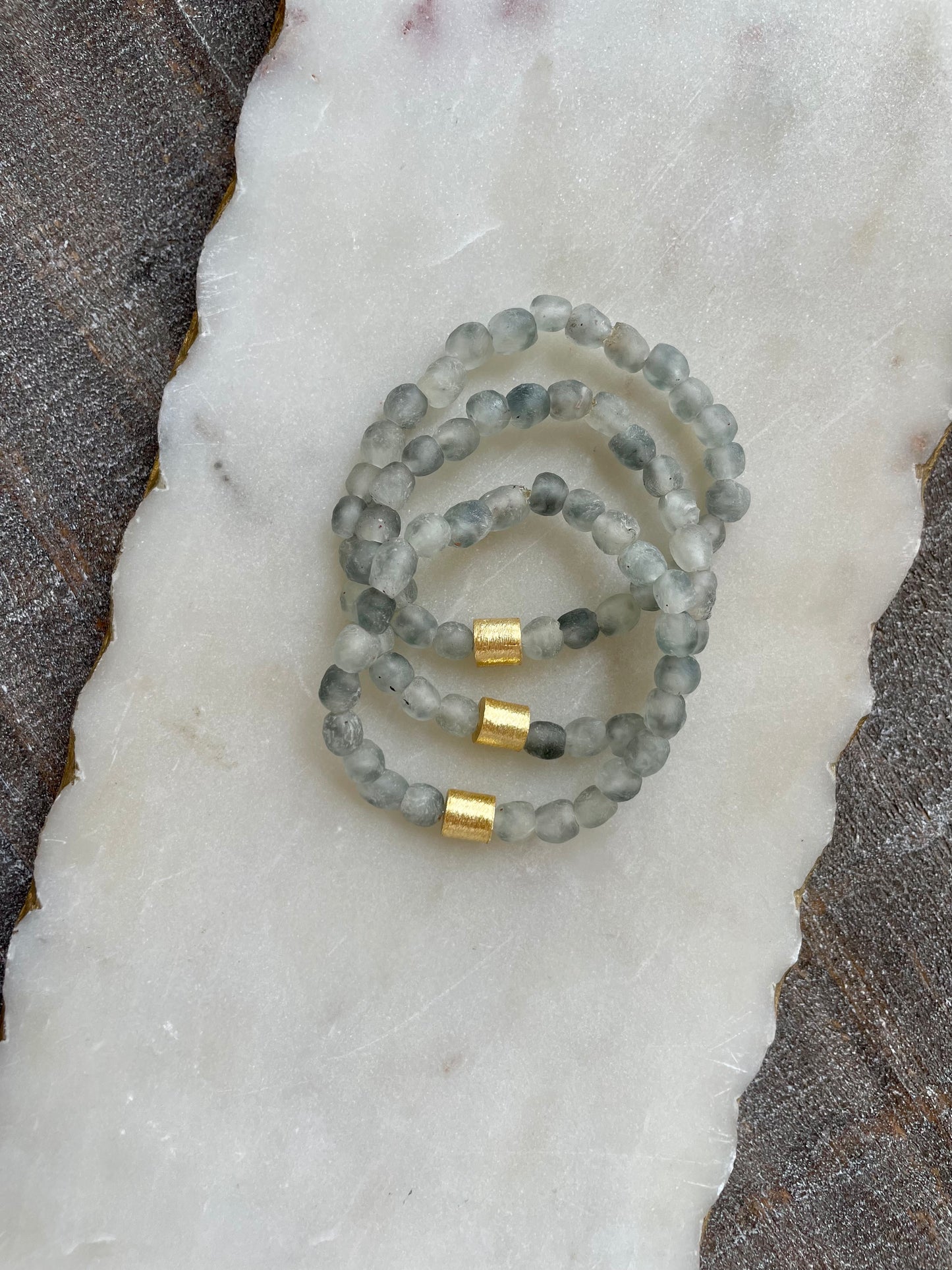 Gray stone with gold accent bracelet