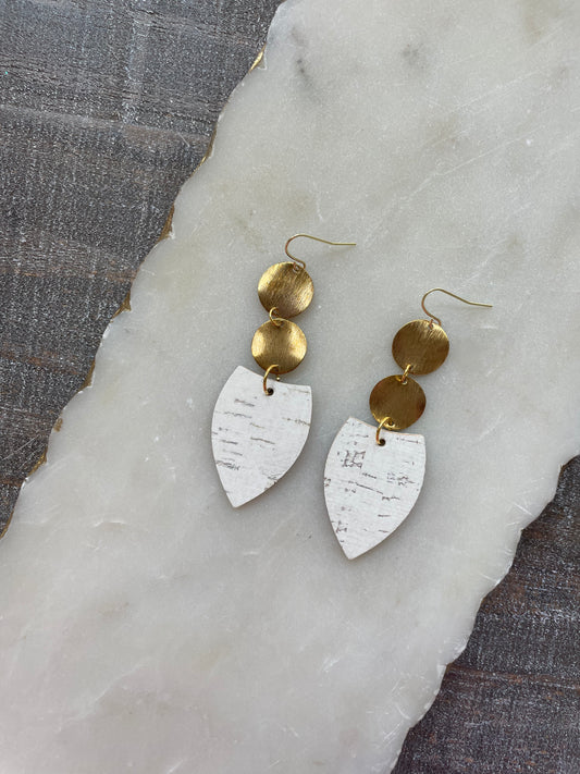 White with brass accent earrings