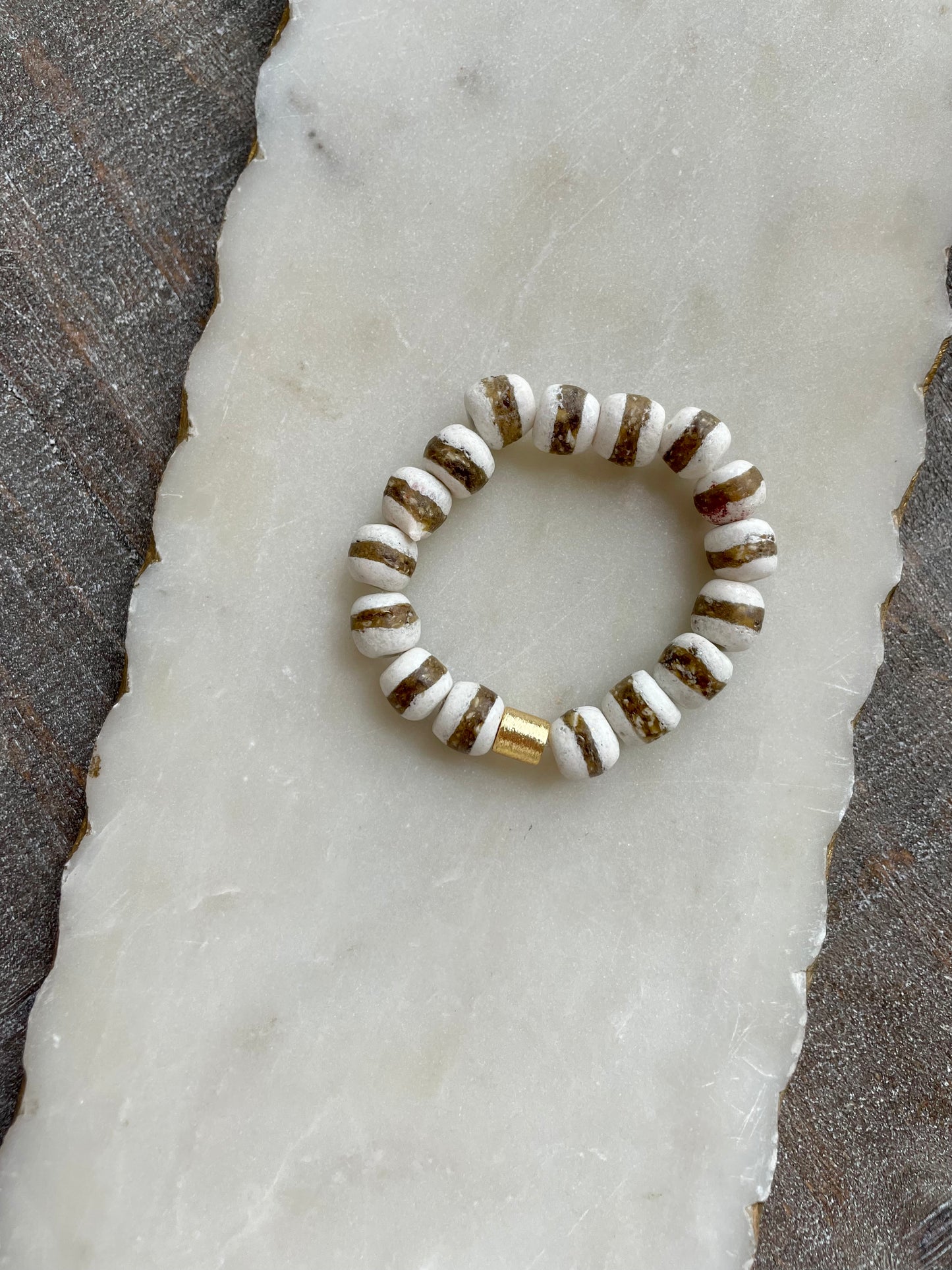 Chunky cream and brown bracelet