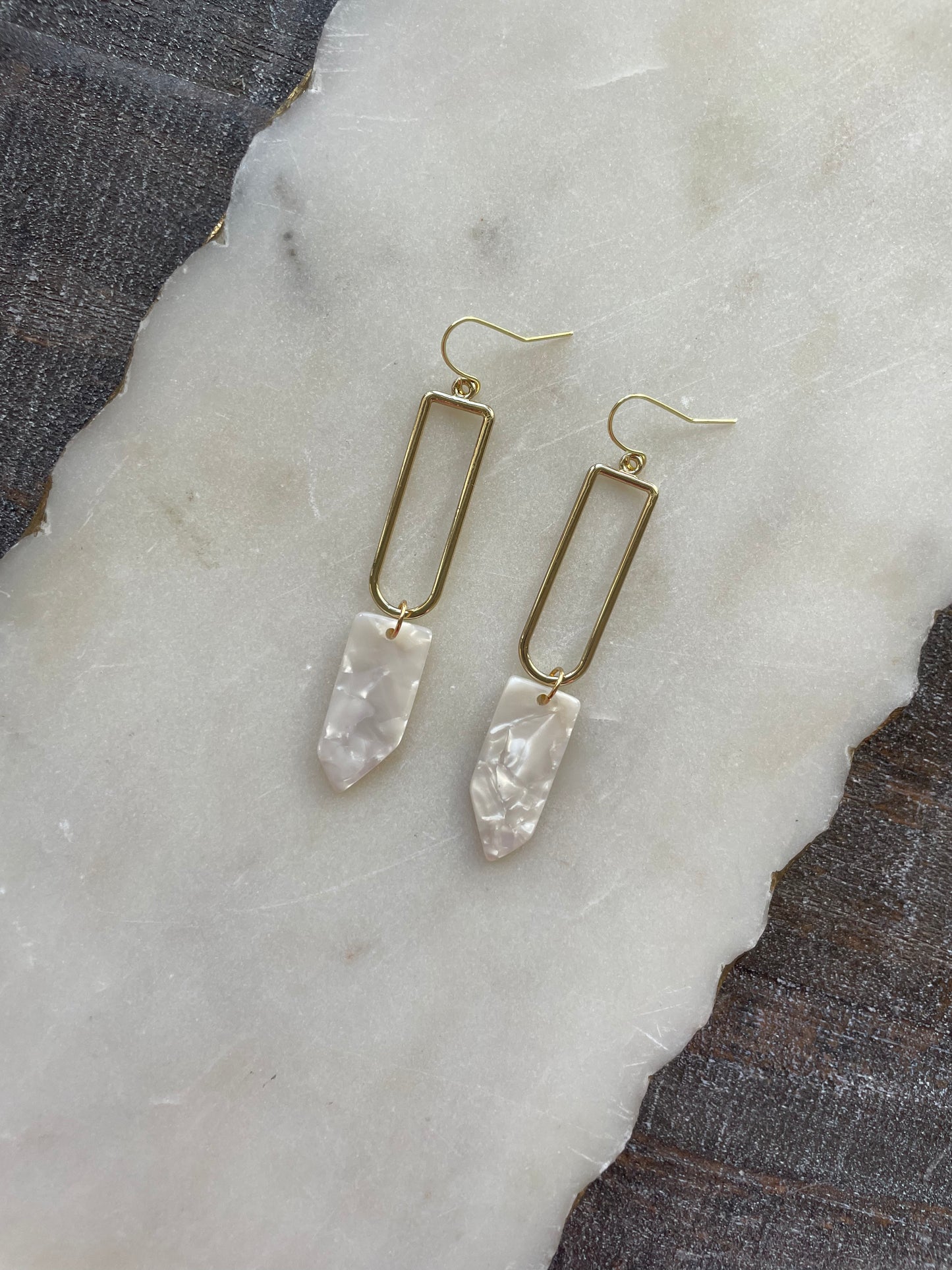 Cream acrylic earrings